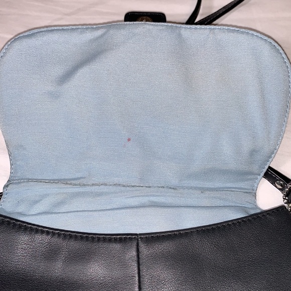 Coach Small Black Leather Crossbody w/Blue Liner - Picture 6 of 9